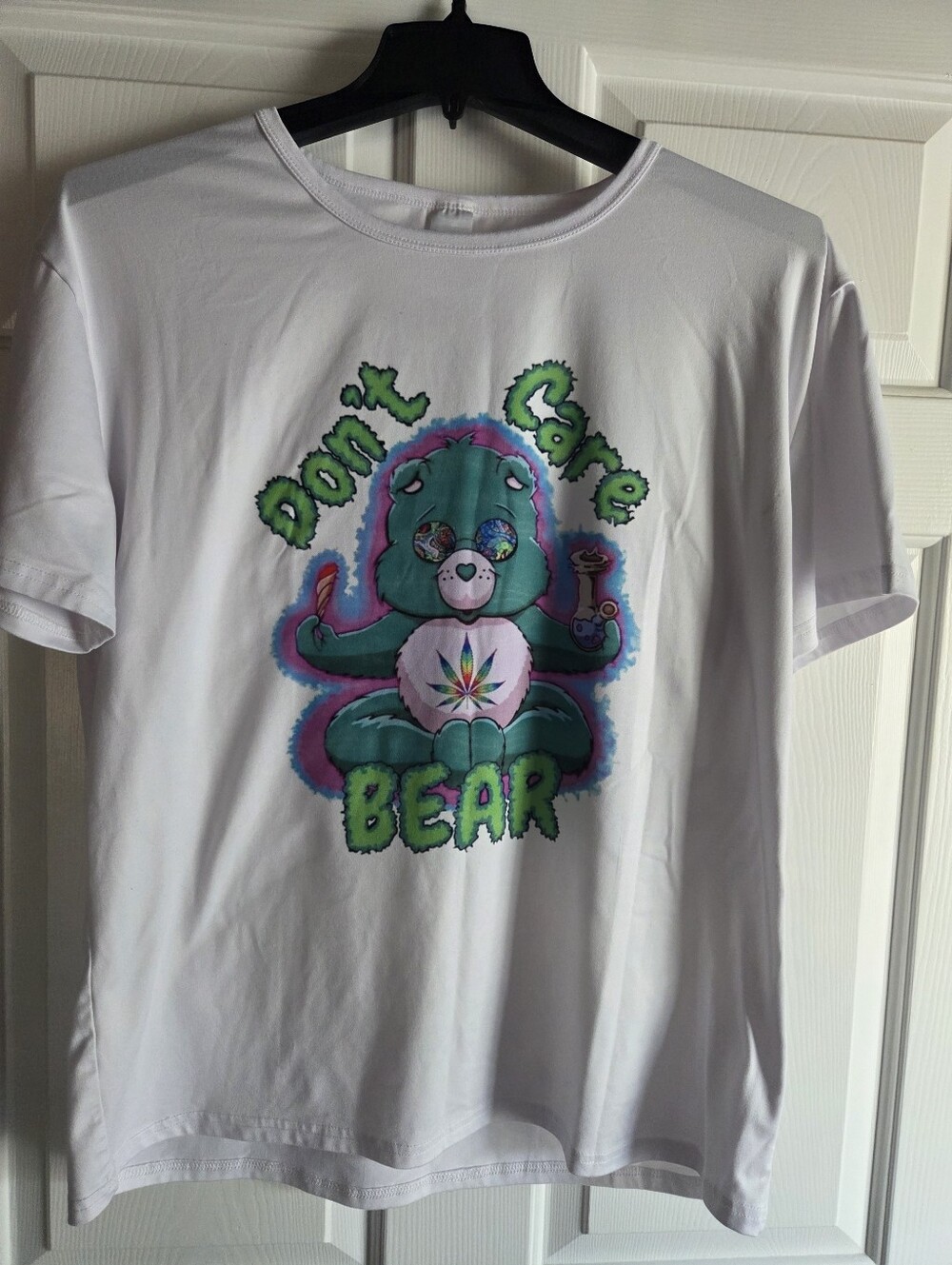 Don't Care Bear Graphic Tee - White/Teal